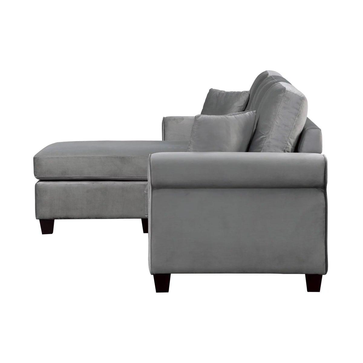 Gray Velvet Sectional Sofa with Reversible Chaise Z880138