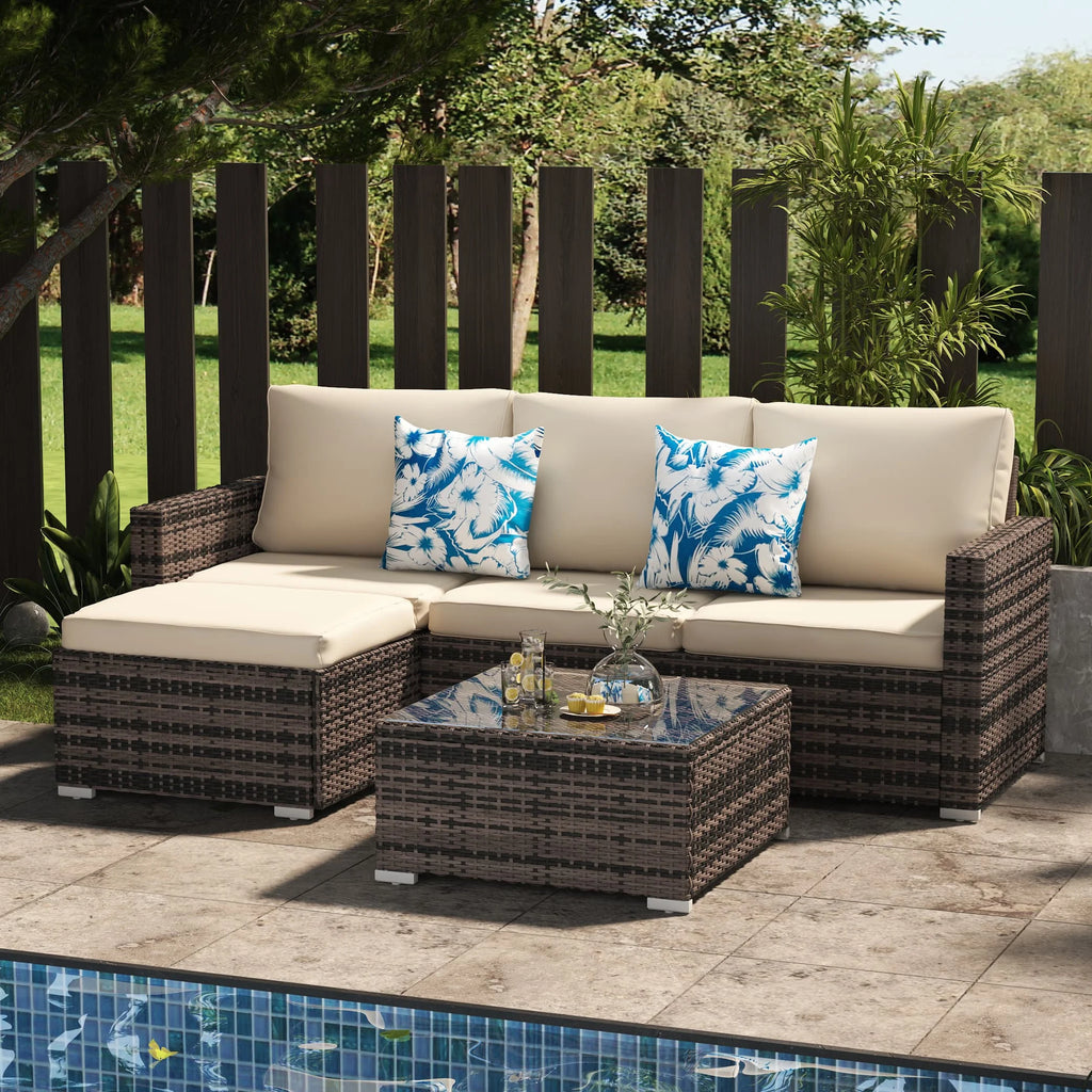 3 Piece Gray Wicker Patio Sofa Set G826432