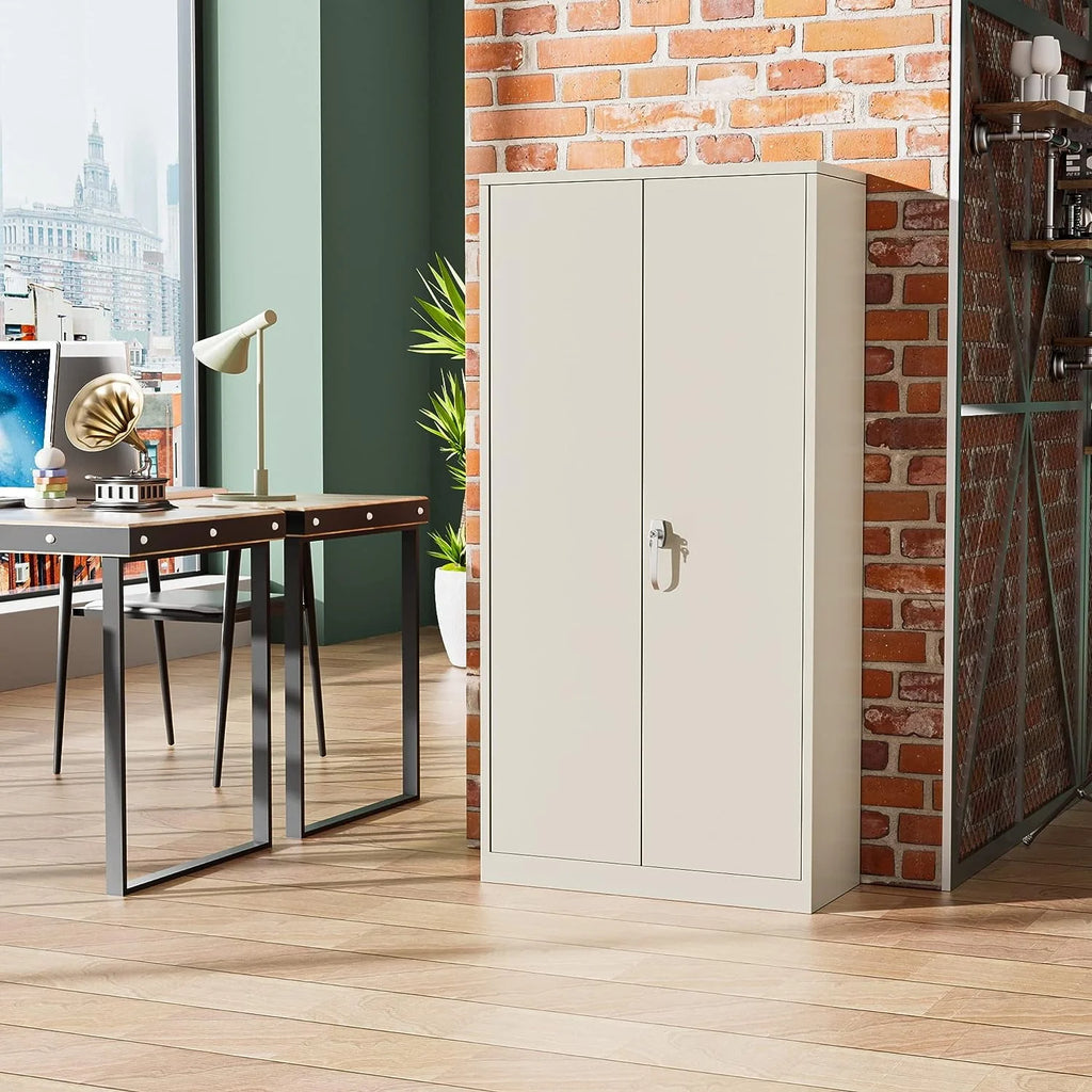Black Metal Storage Garage Cabinet with Locking Doors and Adjustable Shelves W643450