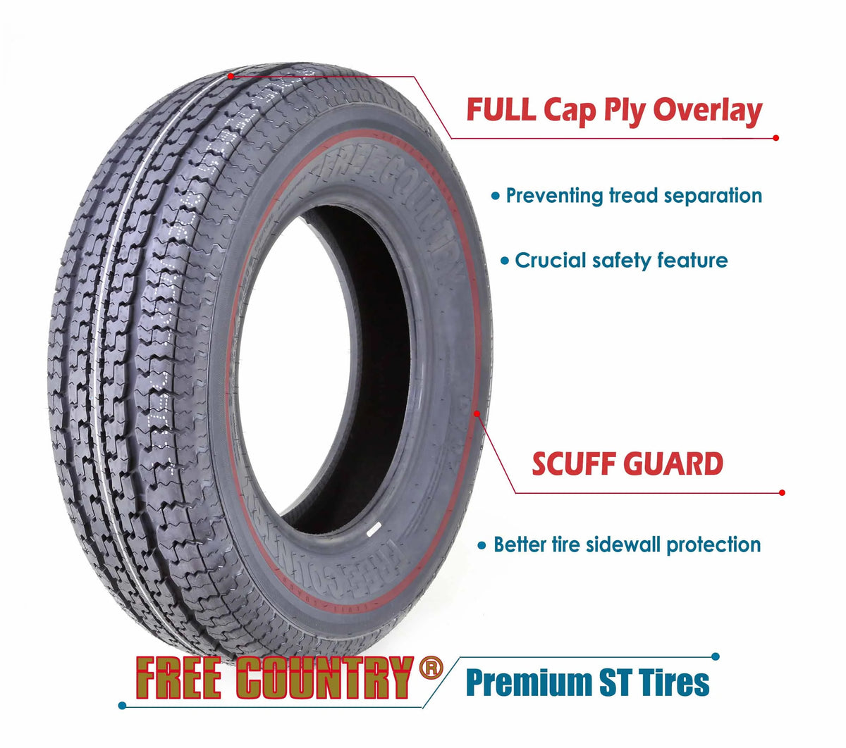 Trailer Tires ST 205/75R15 8 Ply Load Range D Set 4 G42429