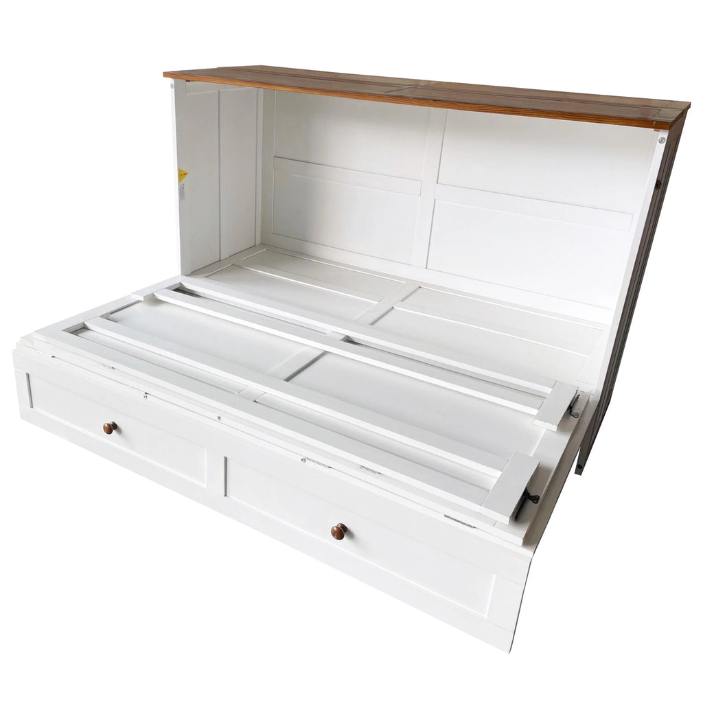 Queen Size Solid Wood Murphy Bed with Storage Drawer D2646