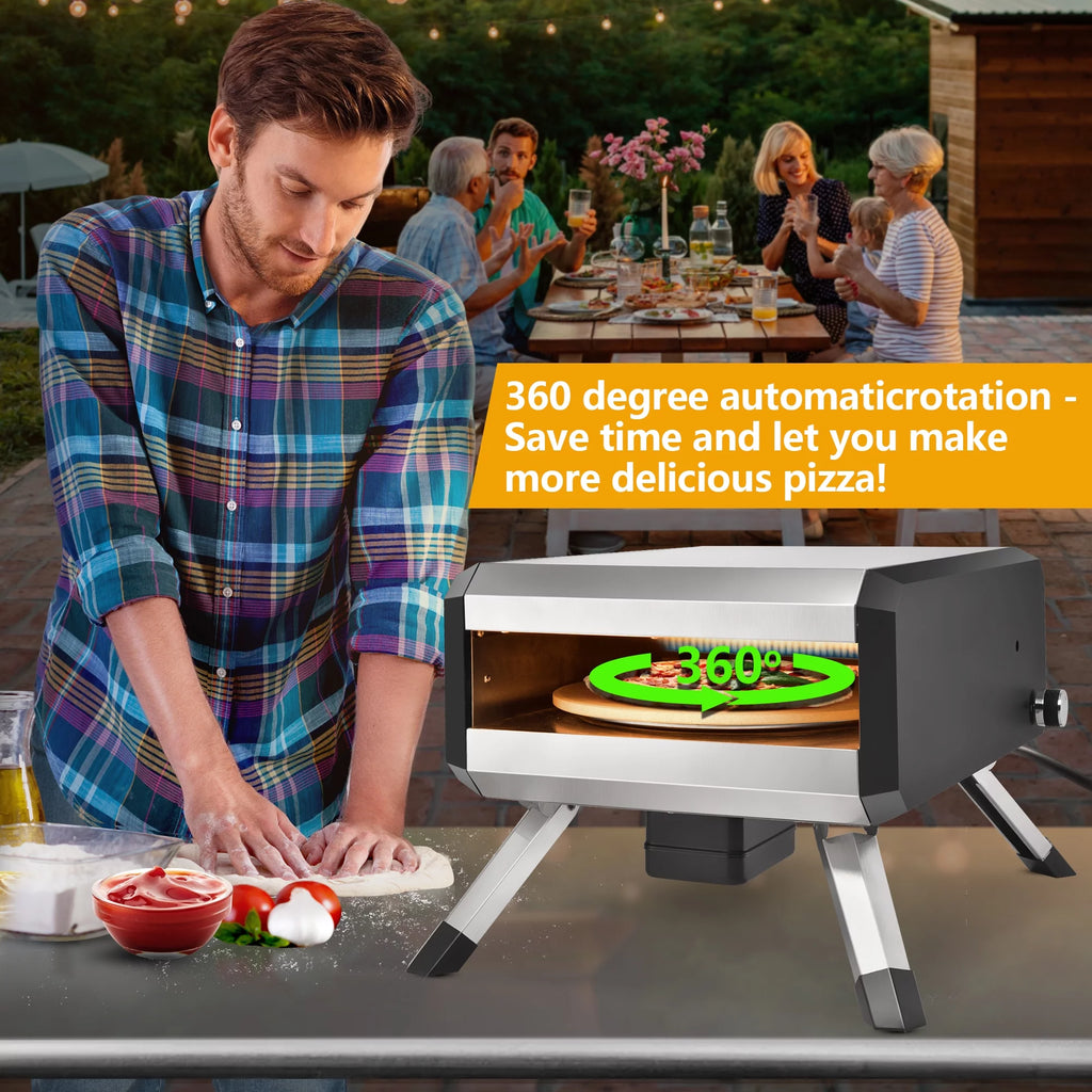 Portable Stainless Steel Gas Pizza Oven with 14" Pizza Stone L94568