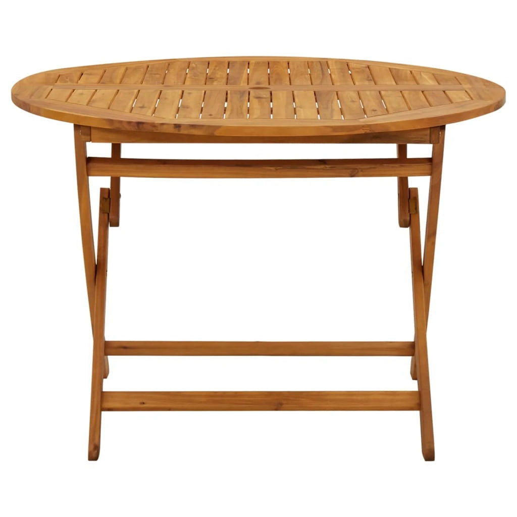 Folding Wood Acacia Round Outdoor Dining Table with Umbrella Hole U24961