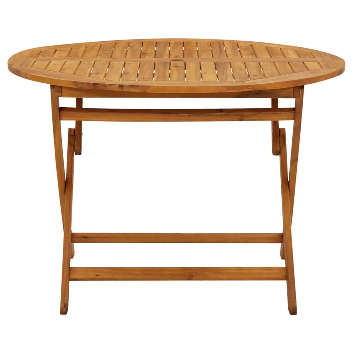 Folding Wood Acacia Round Outdoor Dining Table with Umbrella Hole U24961