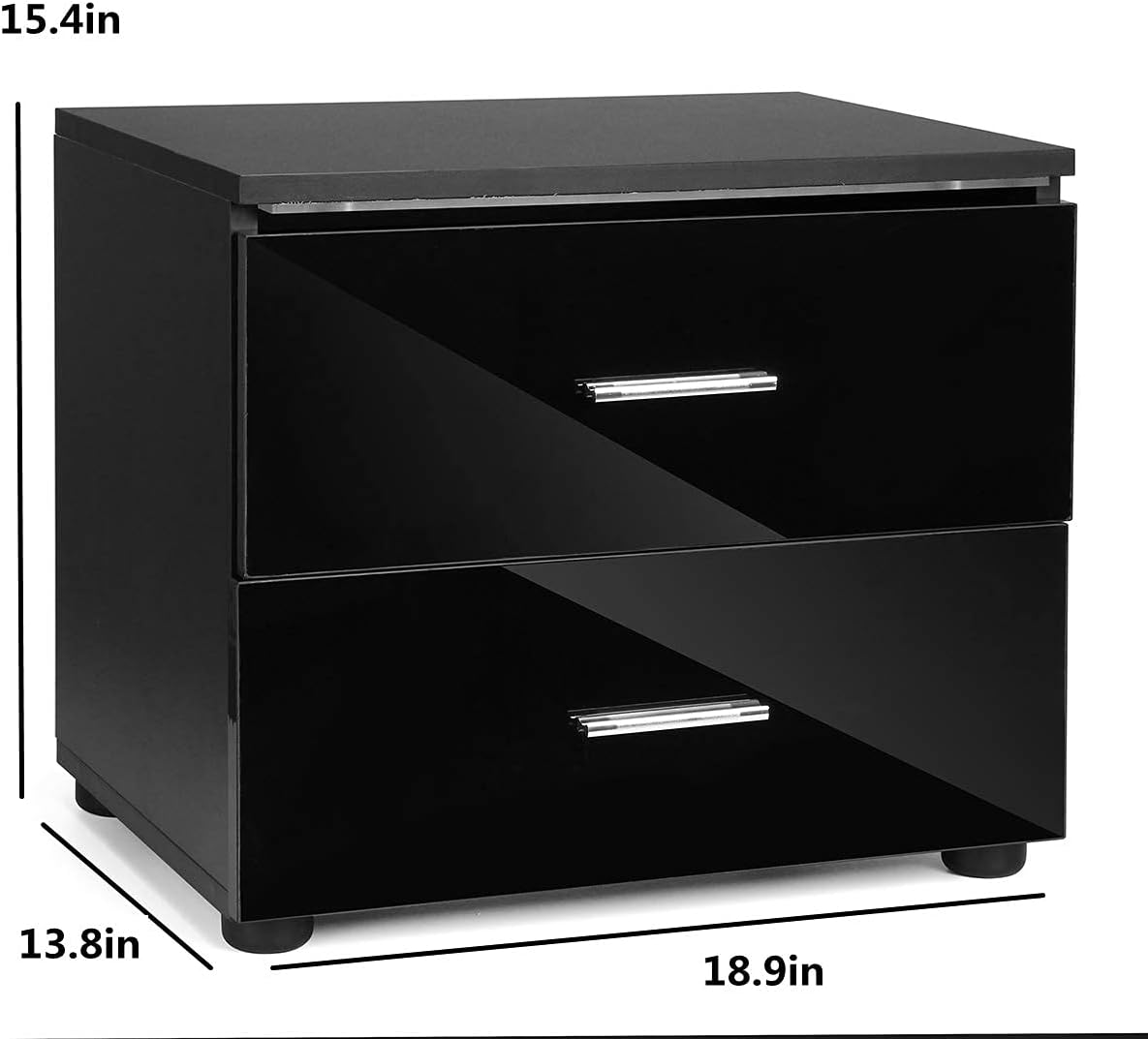 Black 2 Drawer LED Nightstand N755659