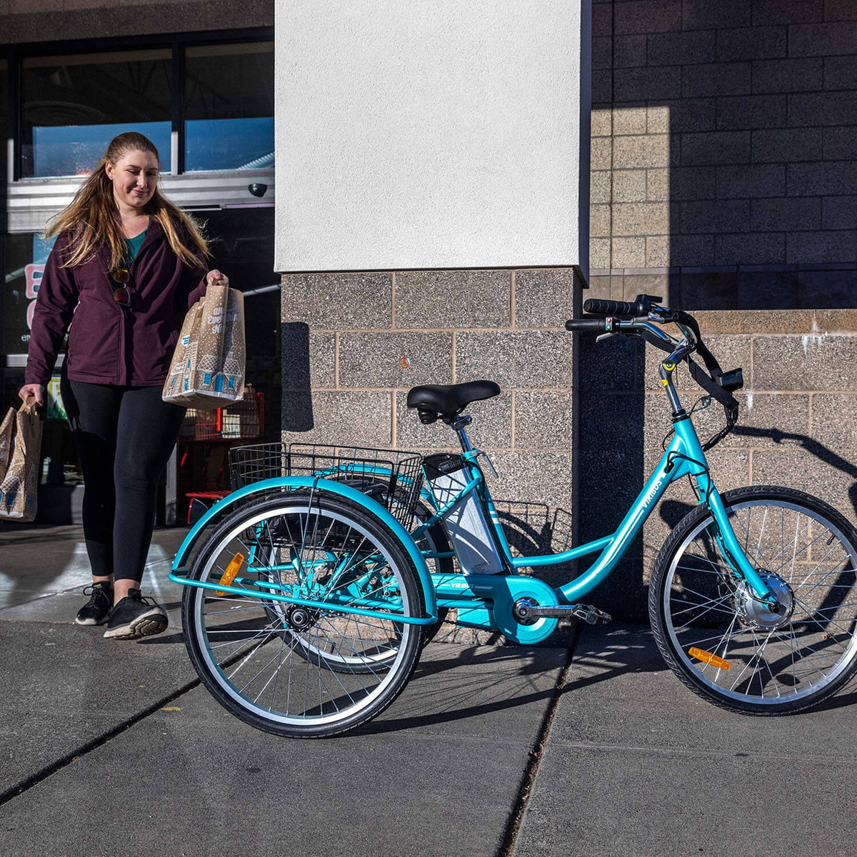 26" 350W Electric Tricycle with Basket 36V 10Ah Navy G85503