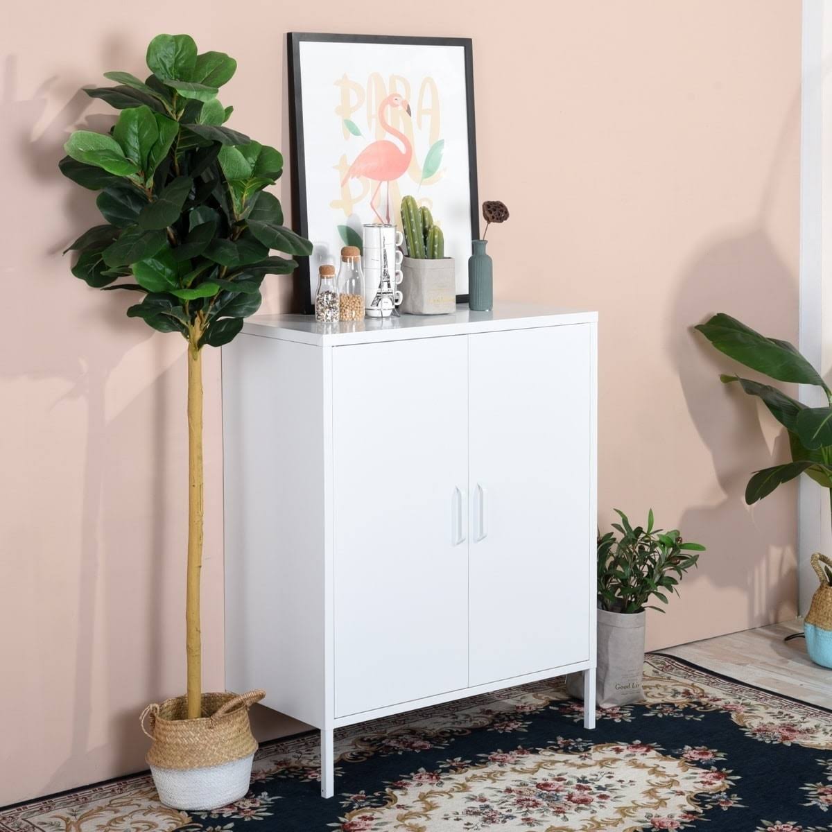 White Metal 2-Door Storage Cabin F85315