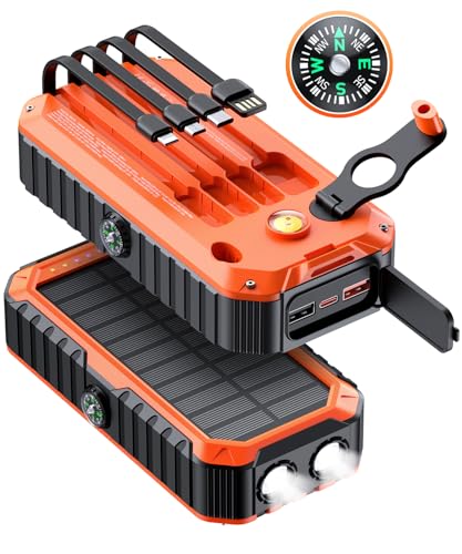 40000mAh Solar Power Bank with 4 Cables and Hand Crank R790258