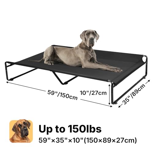 Elevated Cooling Dog Bed with Washable Mesh, Large, Black B49847