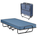 Folding Bed with Mattress Portable Rollaway Guest Cot Memory Foam Navy A22420