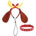 Christmas Deer Antler Dog Costume Reindeer Ears Headband Red Collar V83798