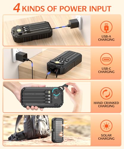 40000mAh Solar Power Bank with 4 Cables and Hand Crank R790258