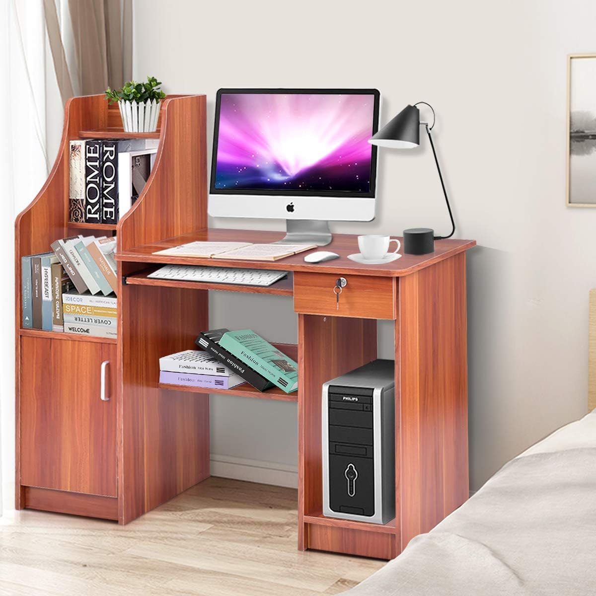 Computer Desk with Storage Cabinet & Drawer U66422