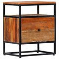 Reclaimed Wood Bedside Cabinet with Storage Drawer and Shelf L46590