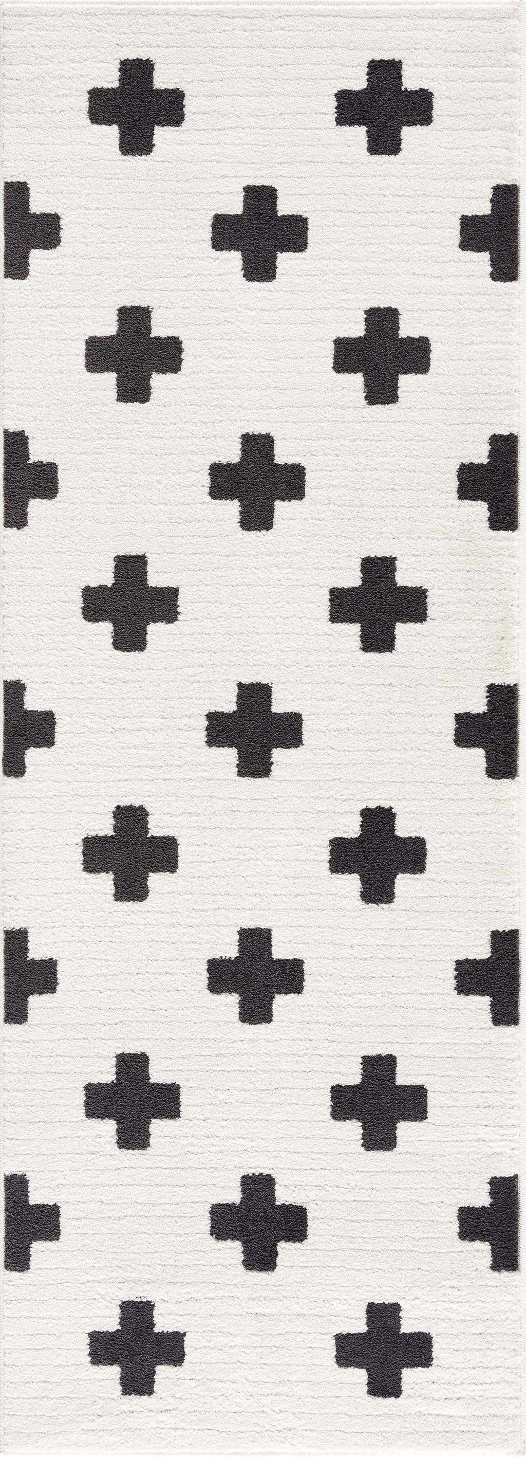 Black Gray Ivory Shag Area Rug 2' x 3' M1480