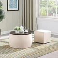 White 2 in 1 Round Ottoman Set O47861