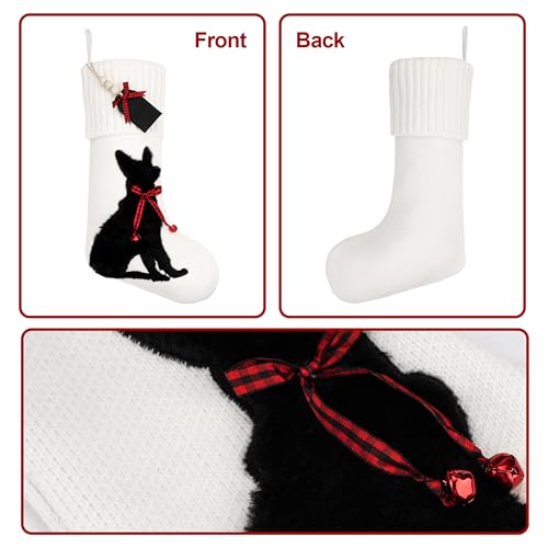 White Knitted Cat Stocking P494918