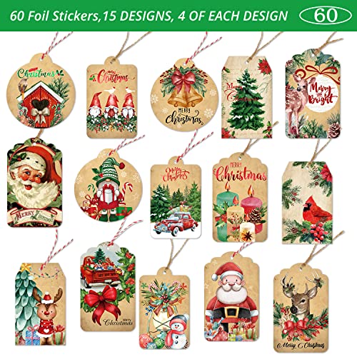 60 Count Christmas Gift Tags with String I2074