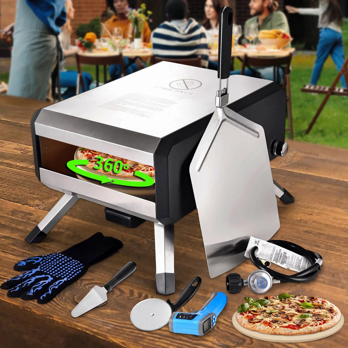 Portable Stainless Steel Gas Pizza Oven with 14" Pizza Stone L94568