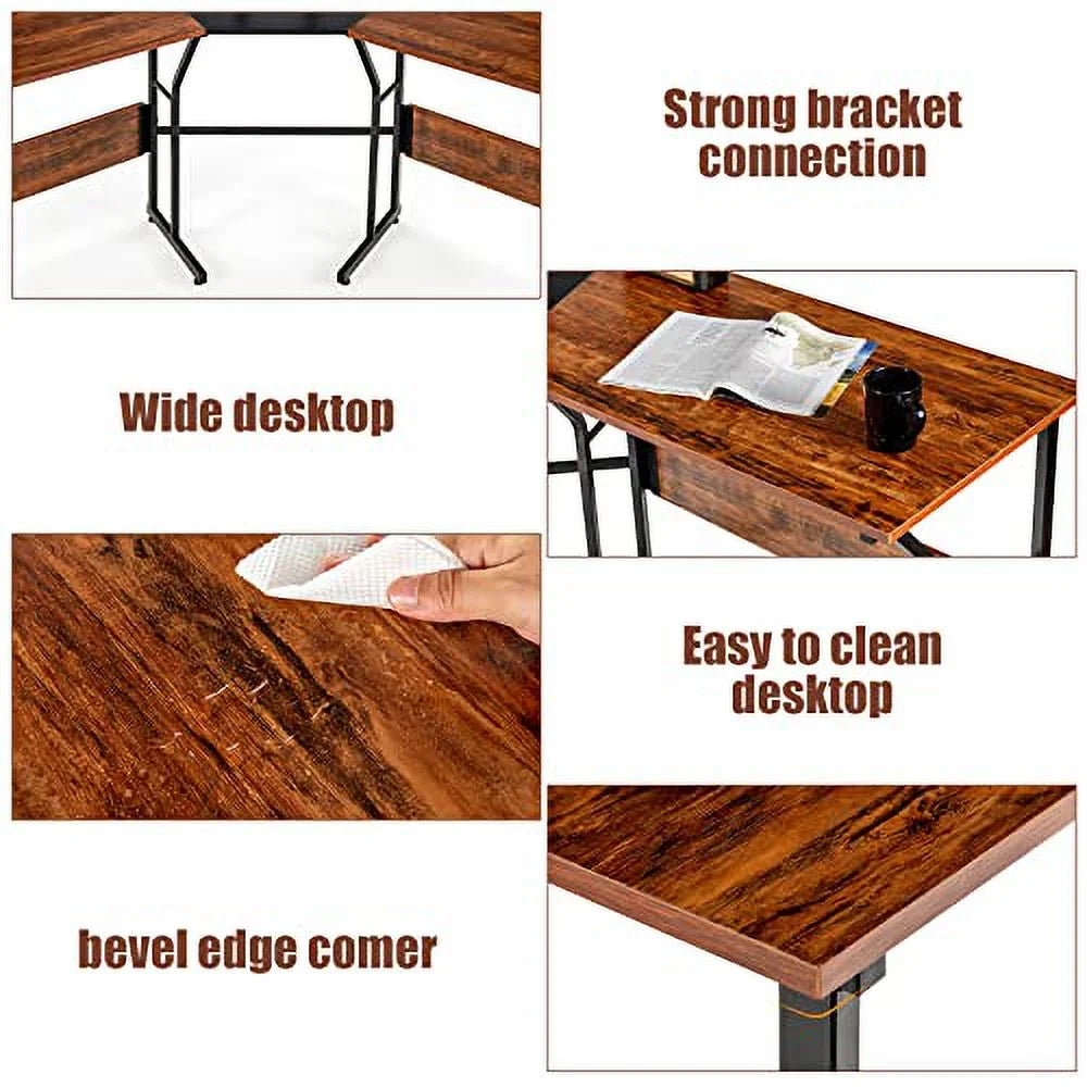 L-Shaped Desk Wood Metal G88717