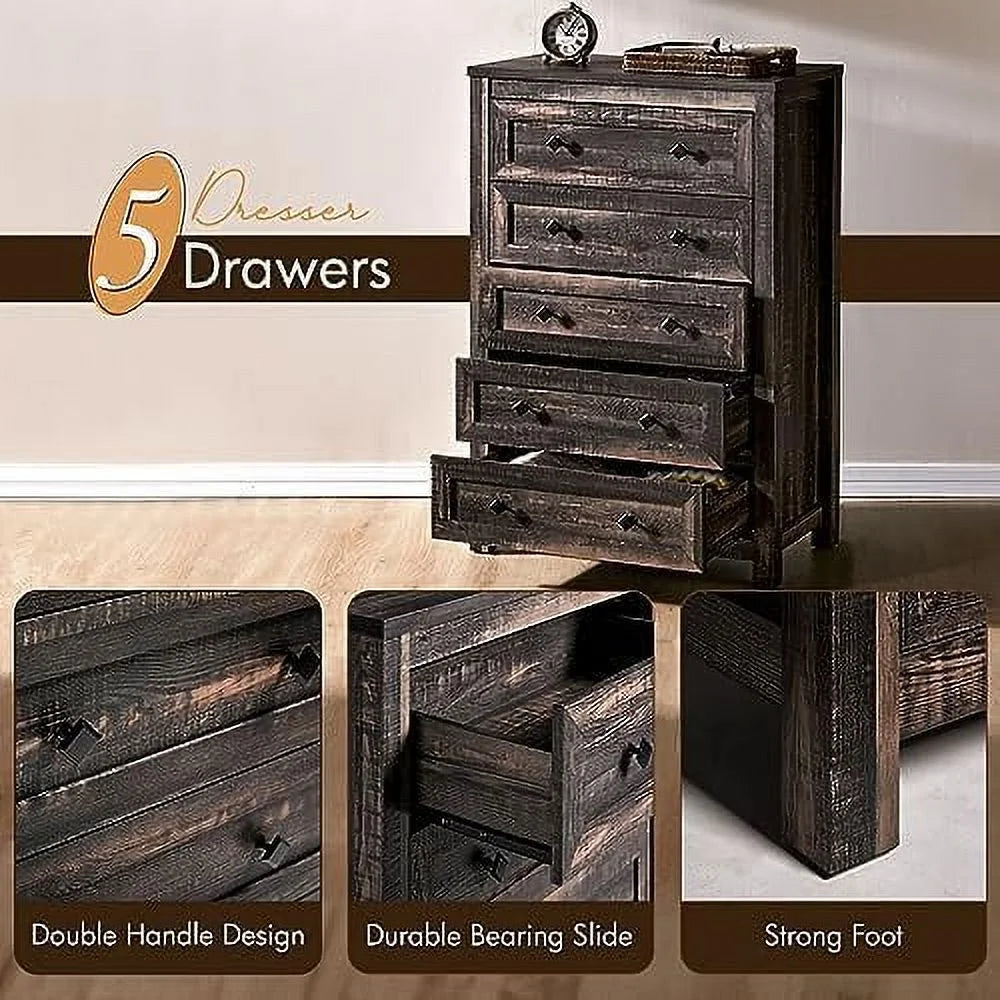 5 Drawer Wood Dresser K5009