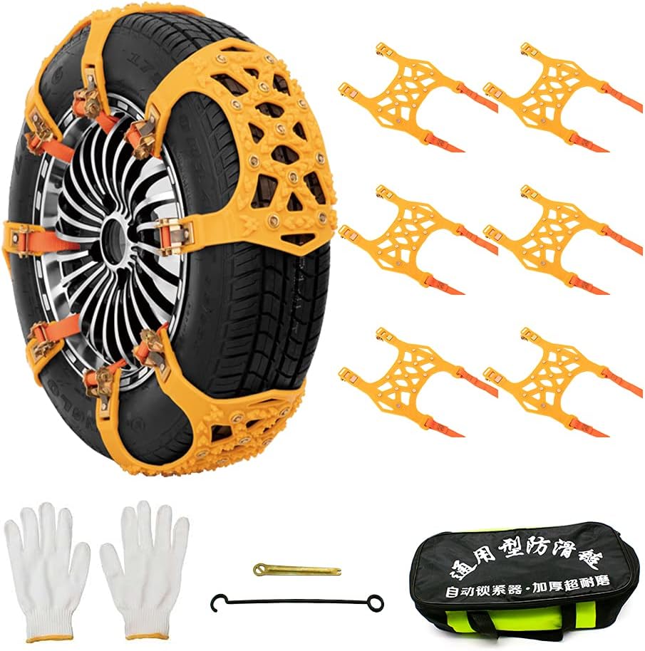 Universal Snow Chains 6pcs 8mm Adjustable Tire Chains A964922