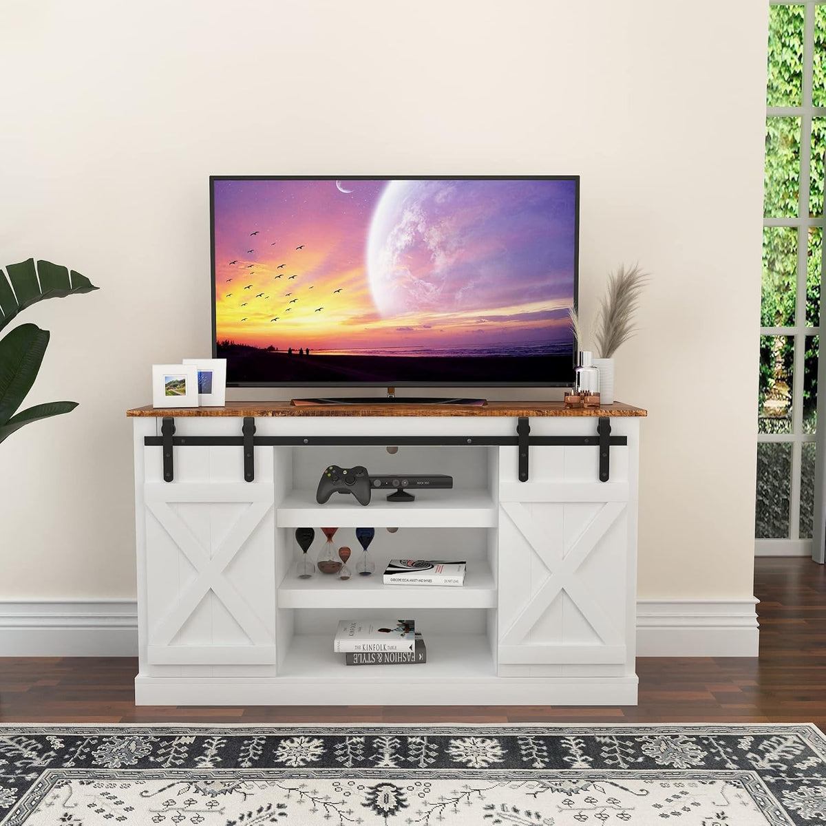 Warm White Wood TV Stand F971611