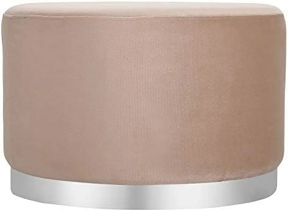Round Grey Velvet Ottoman Foot Stool S92019