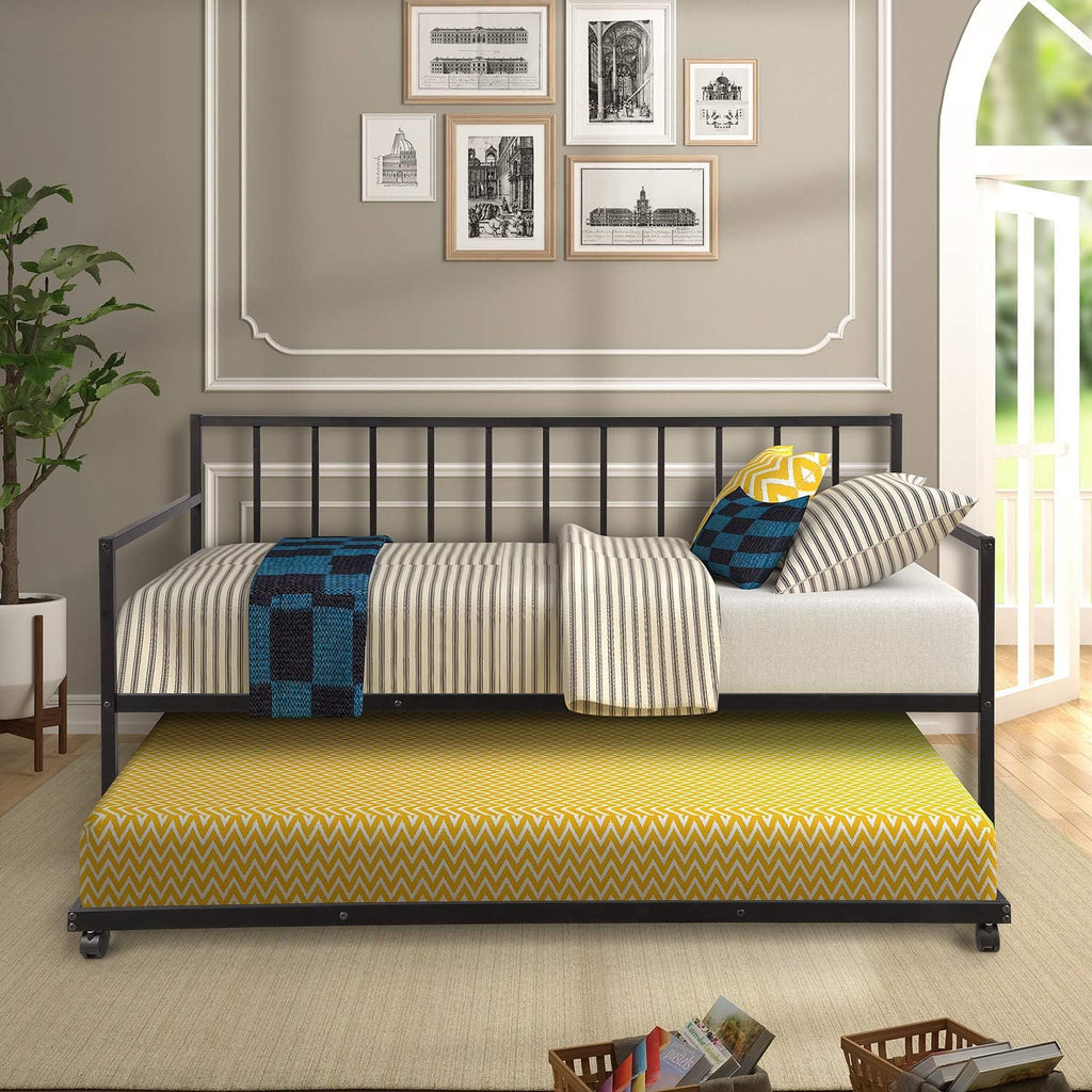 White Twin Size Metal Daybed with Built-in Desk C98391