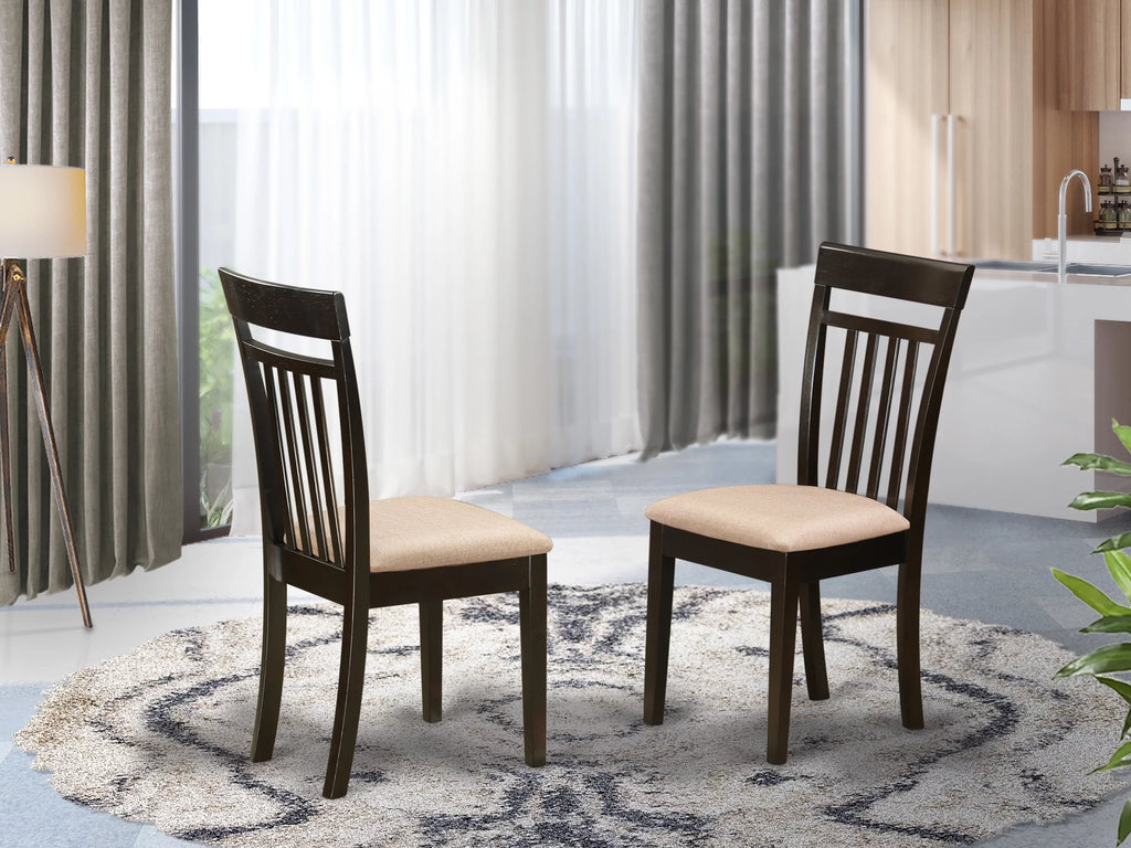 Fabric Dining Chairs in Cappuccino Set of 2 I951