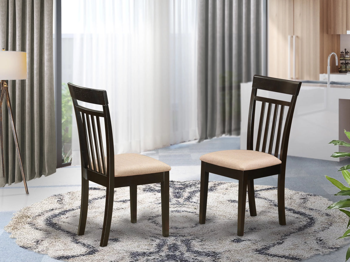 Fabric Dining Chairs in Cappuccino Set of 2 I951