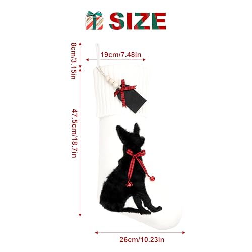 White Knitted Cat Stocking P494918