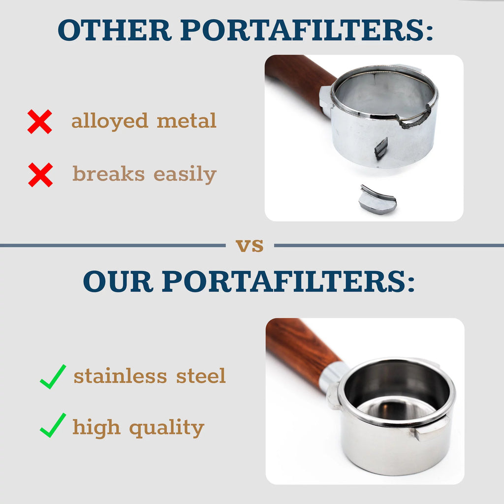 54mm Bottomless Portafilter Wood Handle 304 Stainless Steel E19429