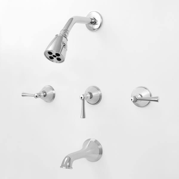 Three Valve Tub & Shower Set with Handles Polished Nickel T378255