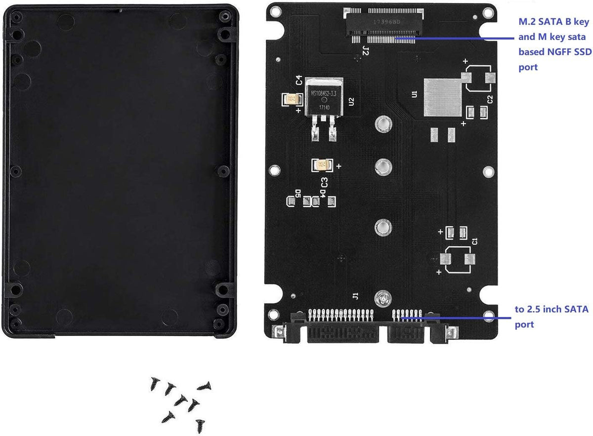 M.2 to 2.5 inch SATA Enclosure Adapter Pack of 2 M1547