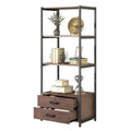 4-Tier Brown Bookshelf with Two Drawers G201