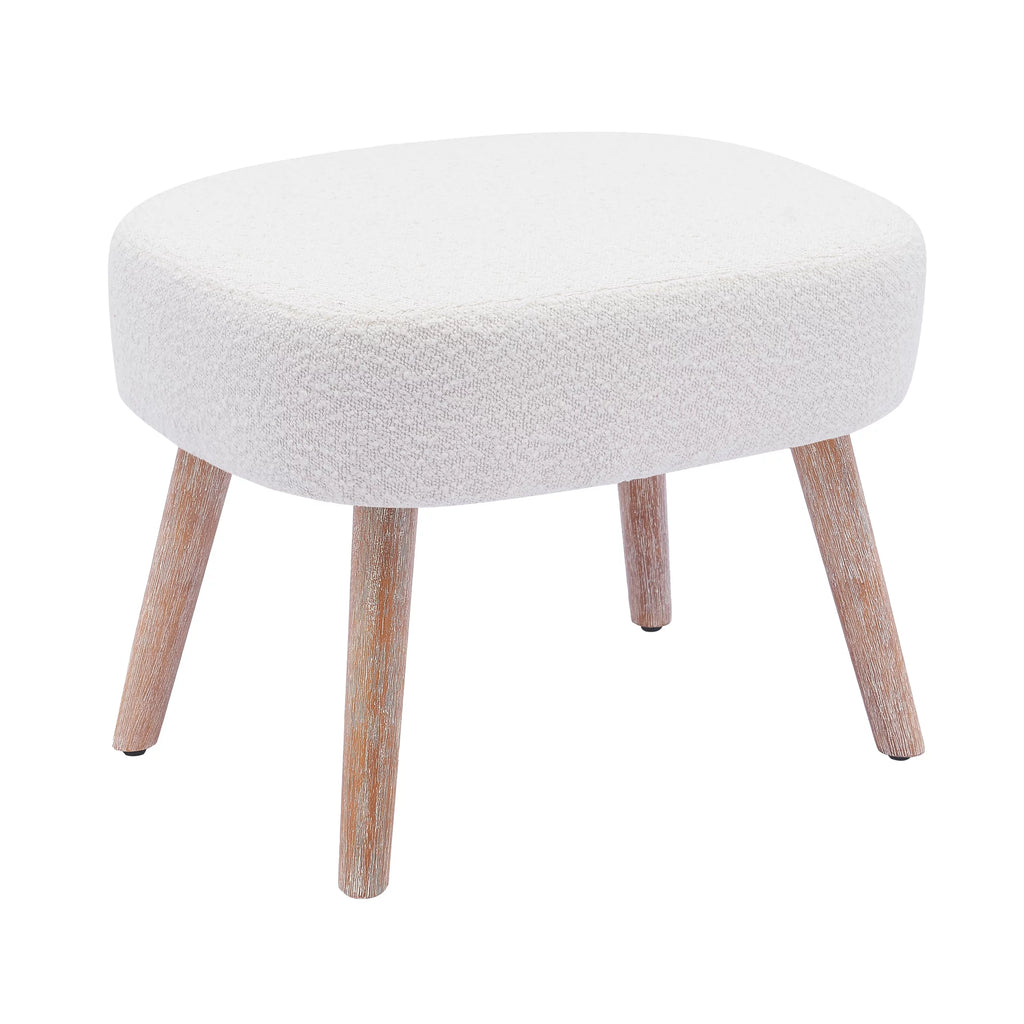 Cream Boucle Wingback Accent Chair and Ottoman Set C586520