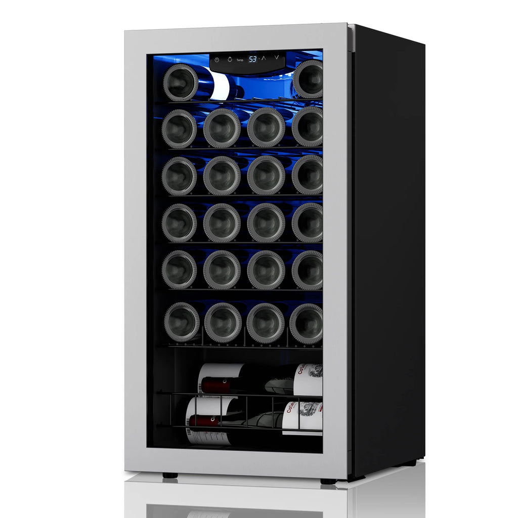Wine Refrigerator Cooler 27 Bottle Mini Wine Fridge with Glass Door Q387497