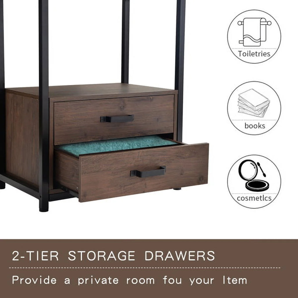 4-Tier Brown Bookshelf with Two Drawers G201