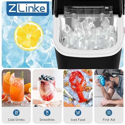 Portable Countertop Ice Maker with Self-Cleaning, Ice Scoop, and Basket L20848