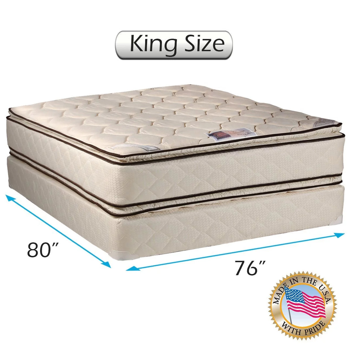 King Innerspring PillowTop Mattress Set with Protector X8424