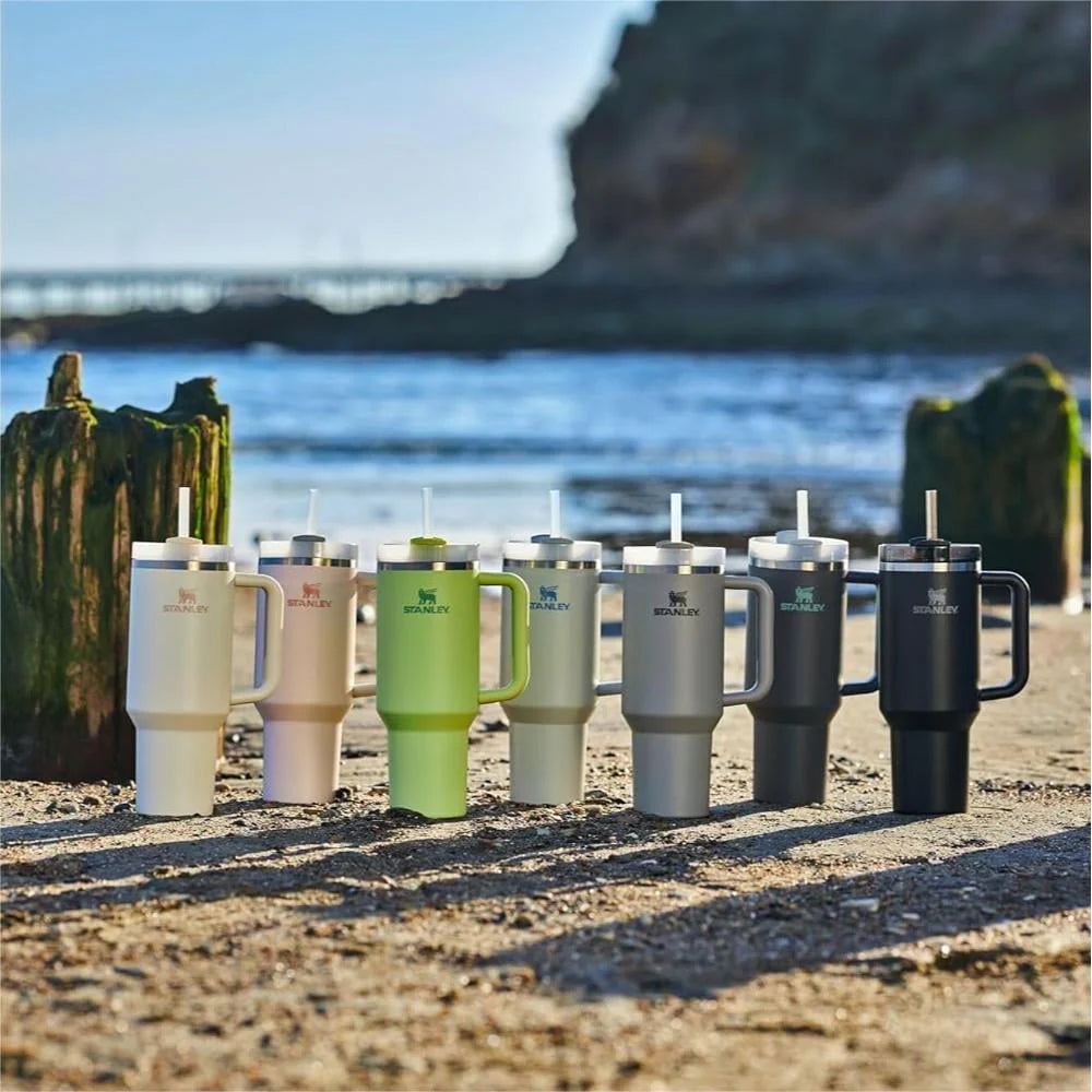 40 oz Black Stainless Steel Insulated Tumbler with Lid and Straw H6074