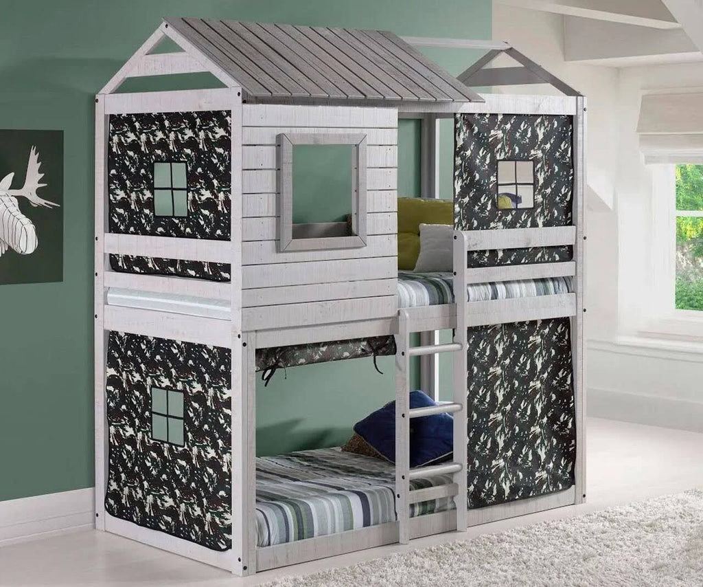 Twin Over Twin Size Bunk Loft Bed with Tent P206