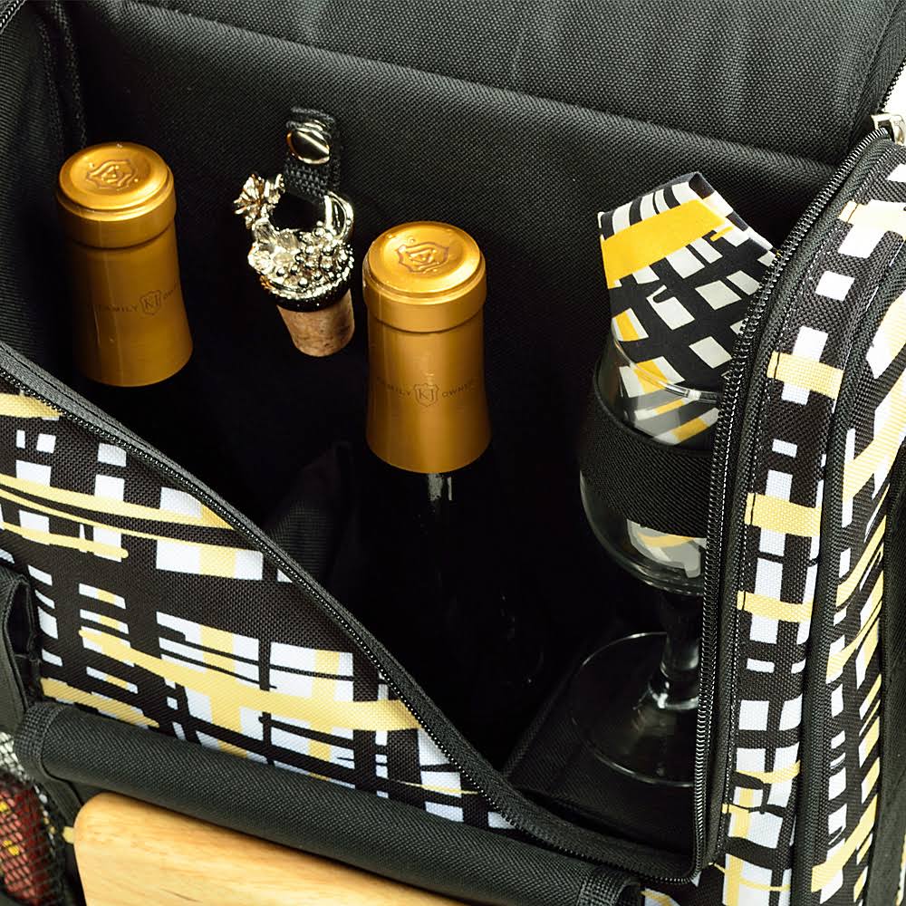 Bordeaux Wine & Cheese Cooler Bag with Glass Wine Glasses & Blanket H4573