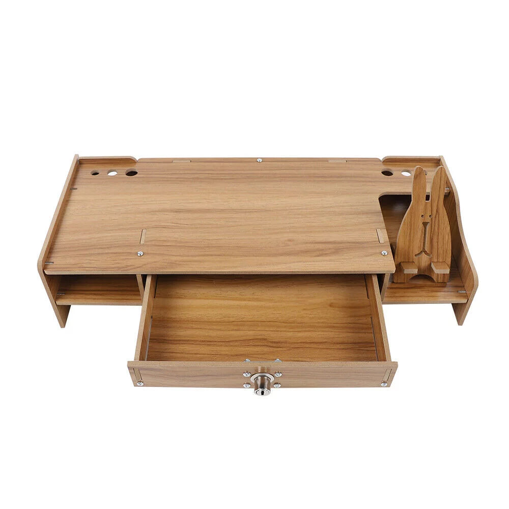 Cherry Wood Color Computer Monitor Riser Stand with Drawer A3318