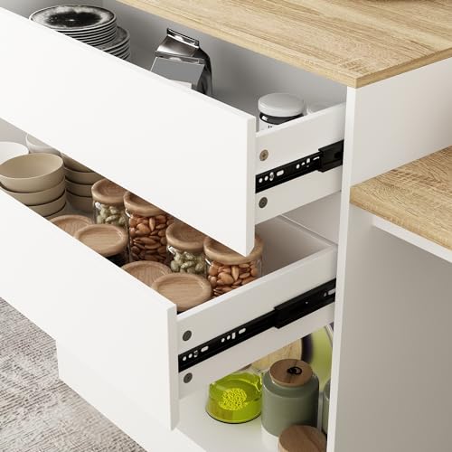 80.7" Wood Kitchen Island with 3 Drawers W65390