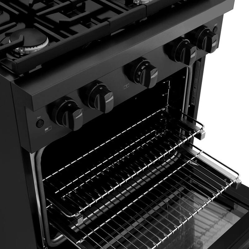 4 Burner Freestanding Gas Range & Convection Gas Oven in Black Stainless Steel X6019