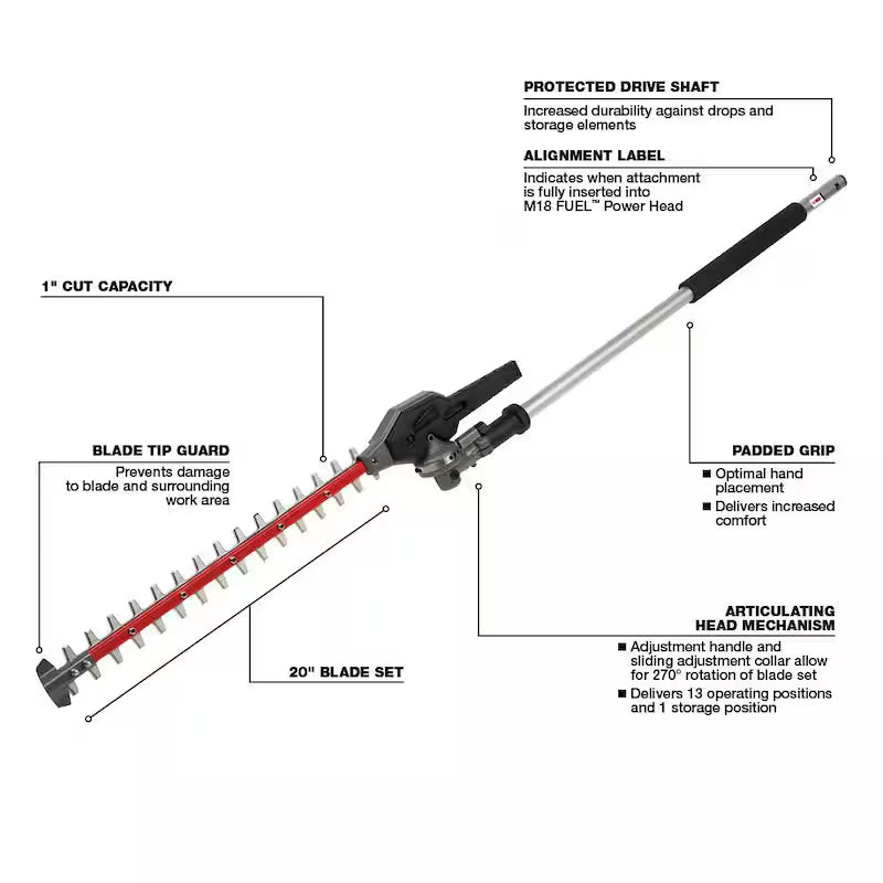 18V Cordless Pole Saw Kit with Hedger Attachment E39696