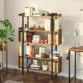 5-Tier Rustic Brown Bookshelf with Metal Frame Q6153