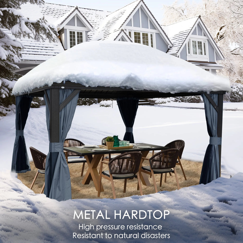 Hardtop Aluminum Gazebo with Mosquito Net and Privacy Sidewalls Z5133